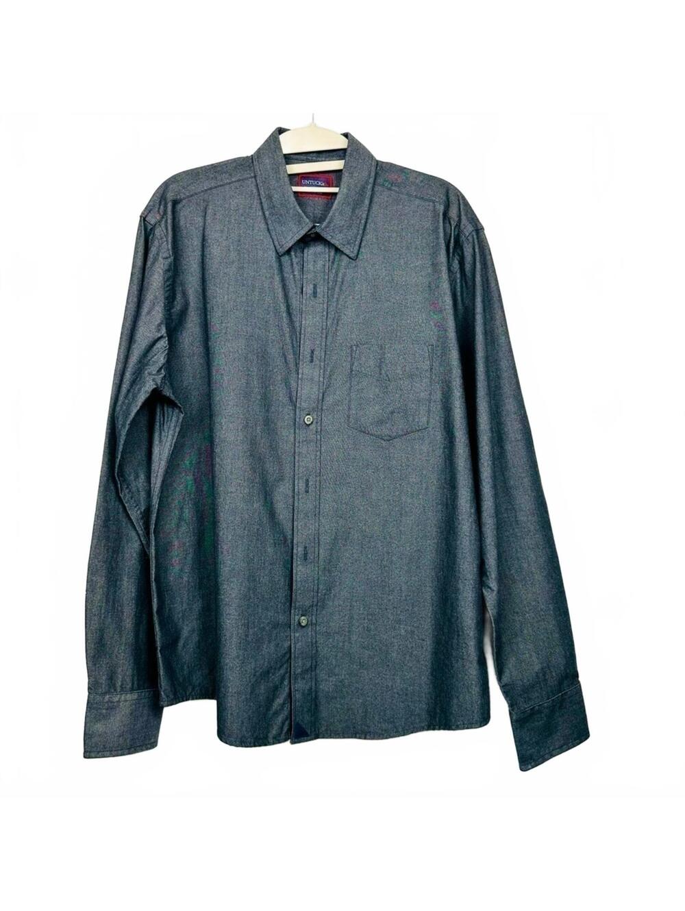 UNTUCKit Dark Gray Long Sleeve Regular Fit Wrinkle Free Men's Shirt Medium